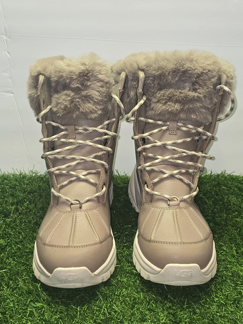UGG Women's Tan Fur-Trim Snow Boot